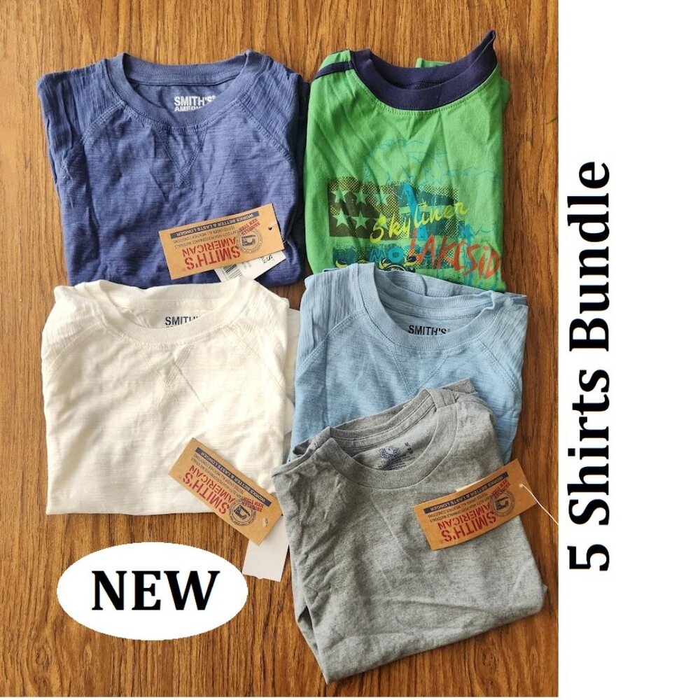 NEW Set of 5 Short Sleeve Shirts Tees Bundle Size Medium Smith's American Tee IN